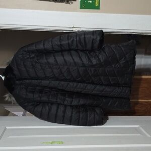 DENNIS BY DENNIS BASSO NEW NEVER WORN OR TRIED ON BLACK FURRY PUFFER WINTER COAT